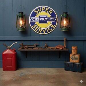 Vintage 12" Round Metal Chevy Sign